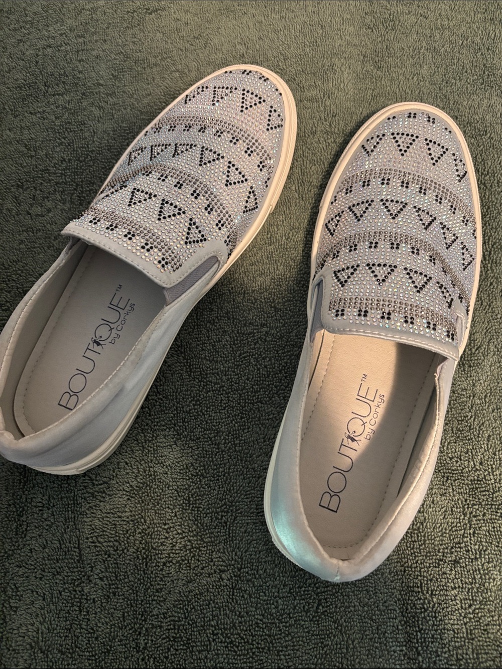 Boutique by Comfort Plus Silver Slip-On Rhinestone Sneakers